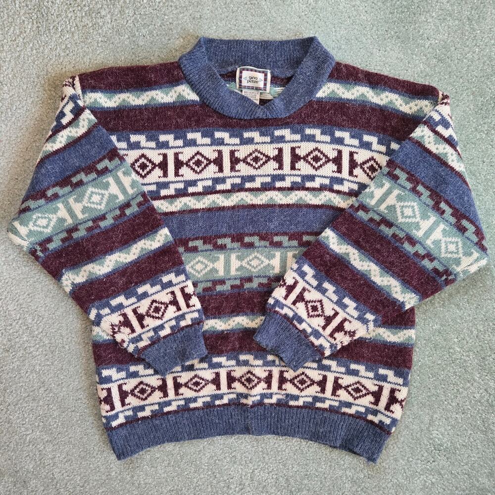Vintage Gina Peters Sweater Fair Isle Aztec Geometric size Large